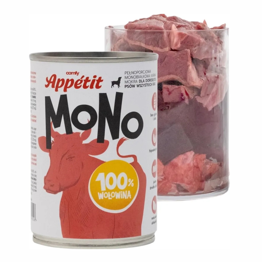Comfy Appetit Mono Wołowina Monoproteinowa Karma Mokra Dla Psa Puszka Zestaw 6 sztuk 400g